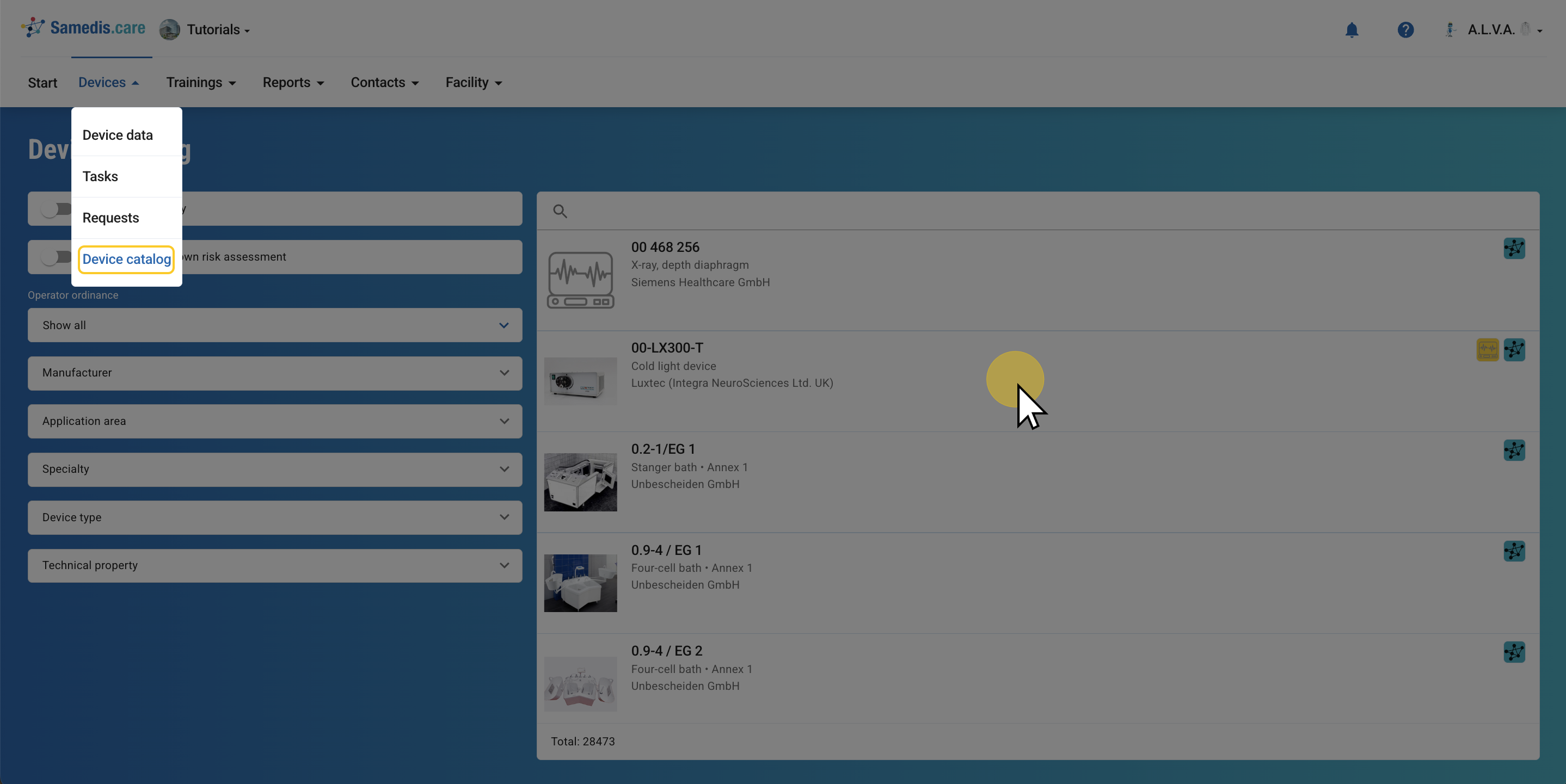 Открыть каталог устройств