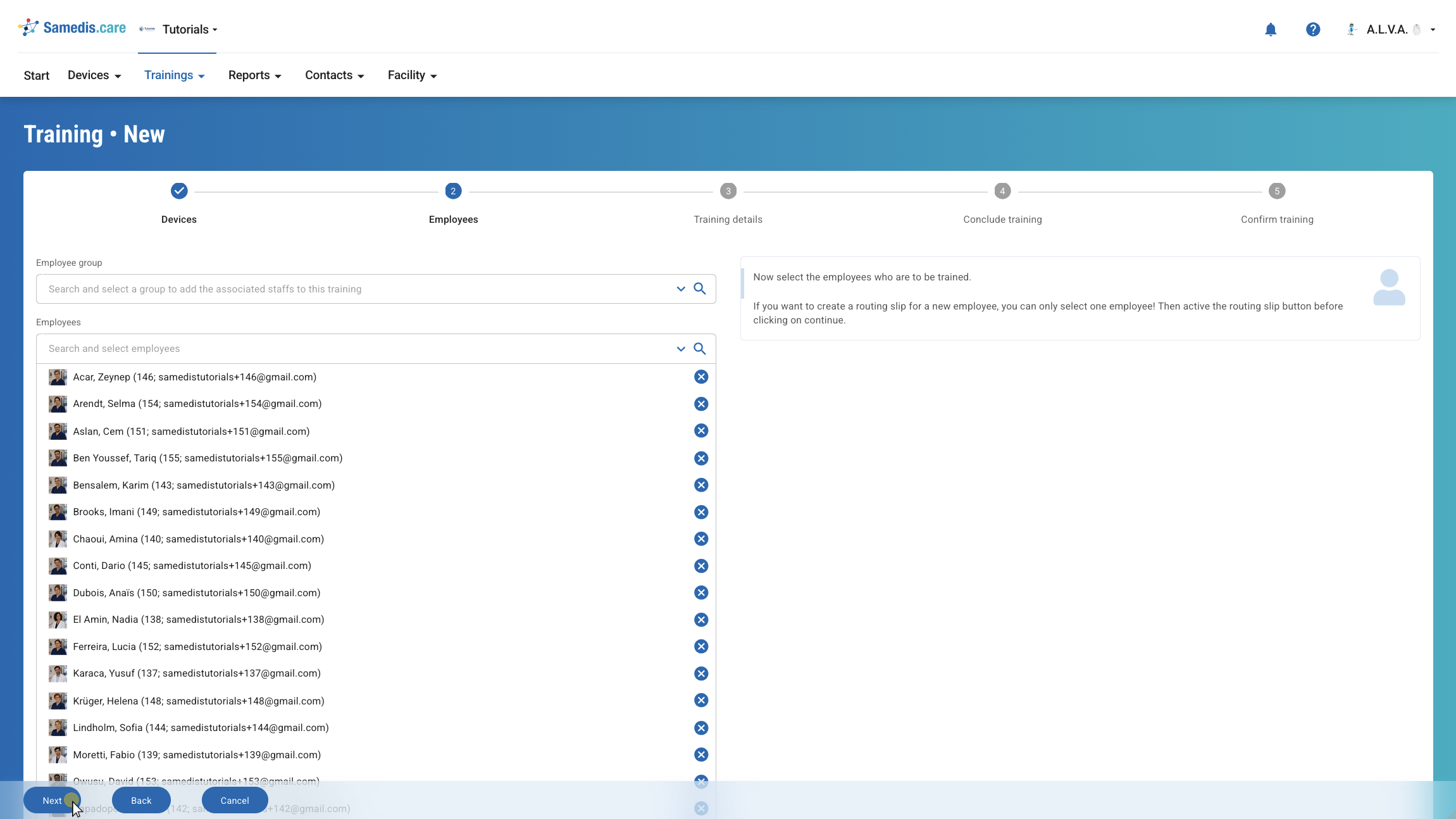 Sélectionner les collaborateurs