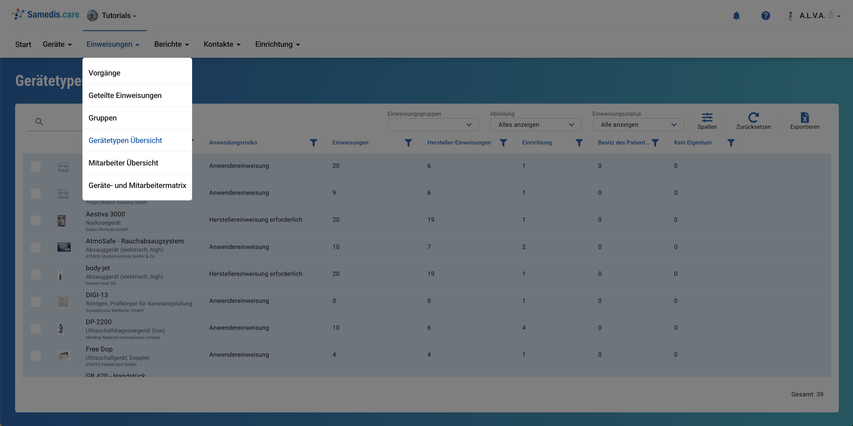 Gerätetypen Übersicht