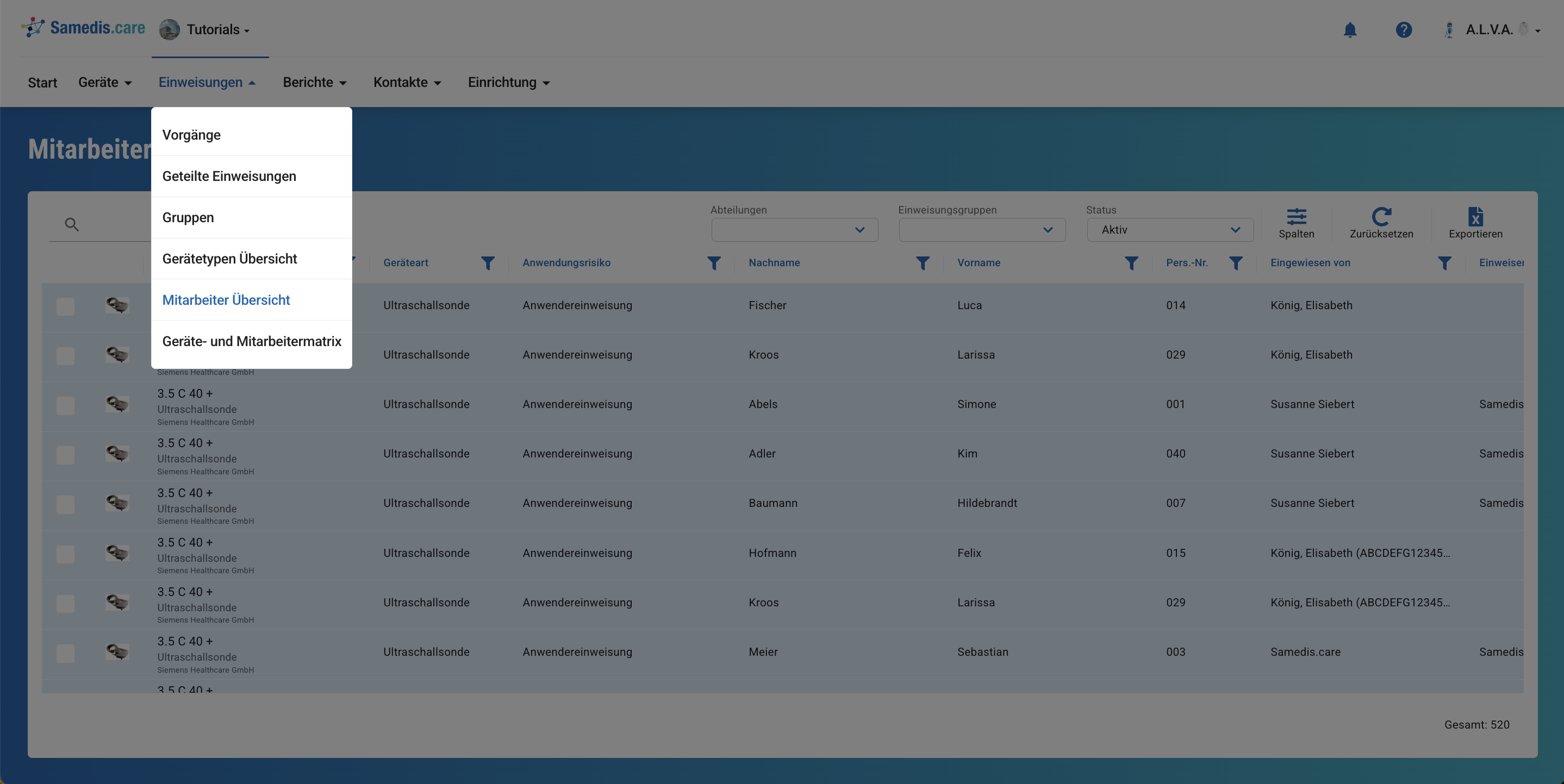 Mitarbeiter Übersicht