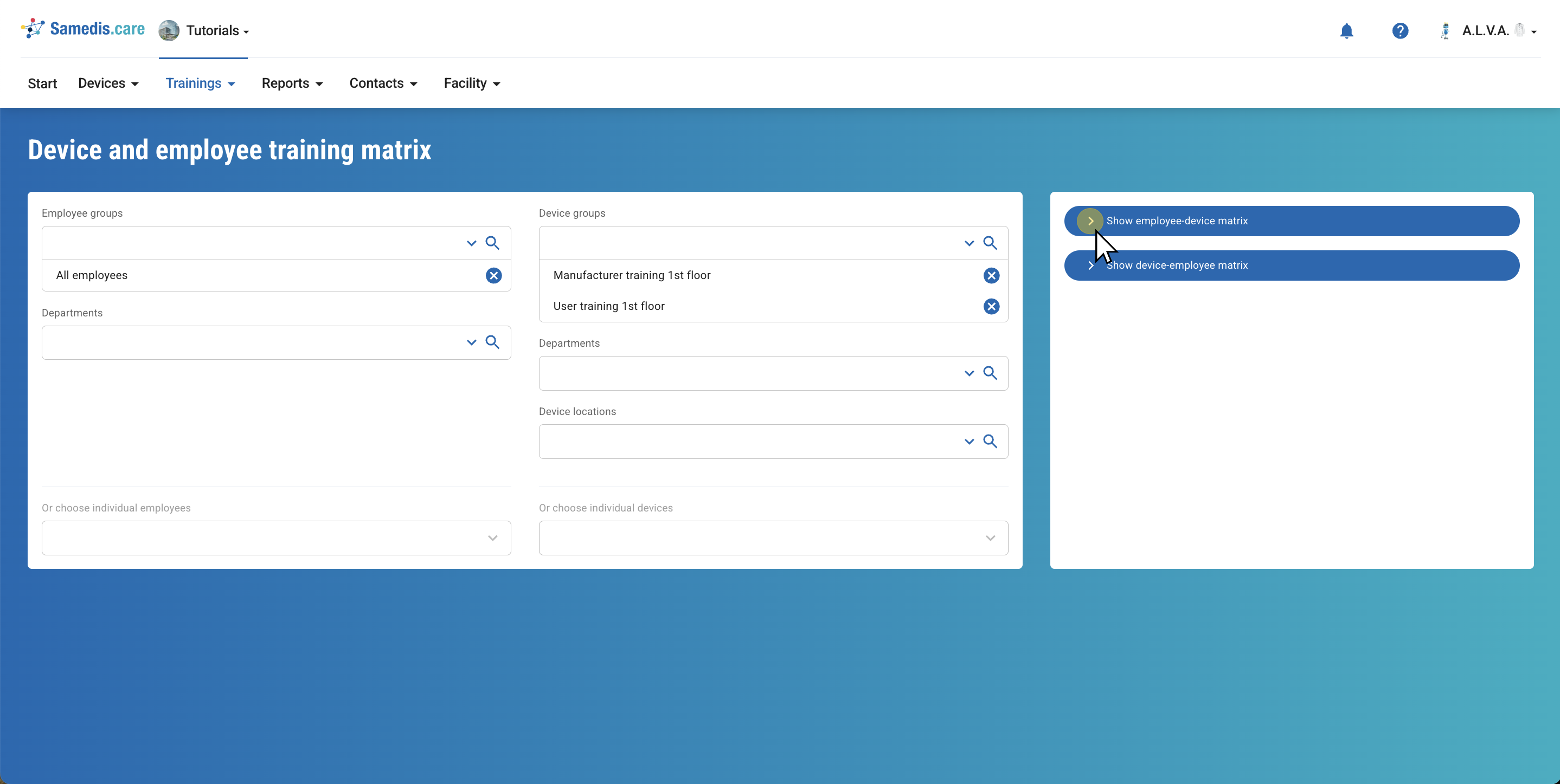 Matrice des formations appareils et collaborateurs