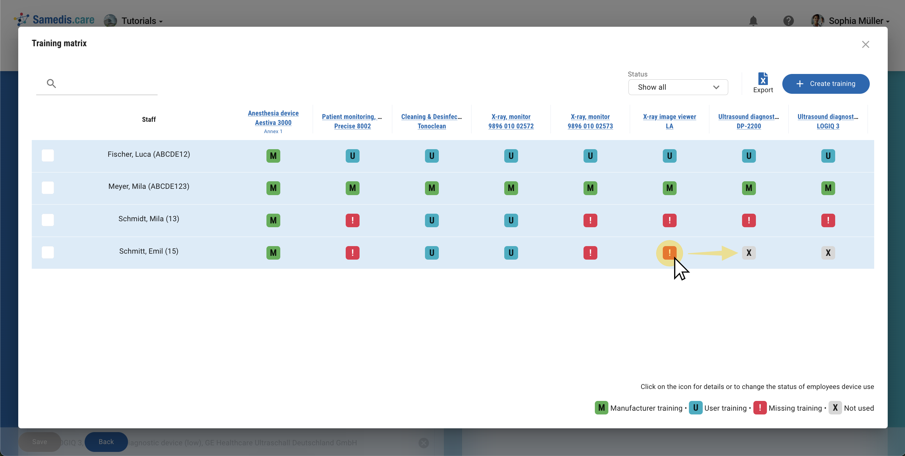 Матрица внутри группы