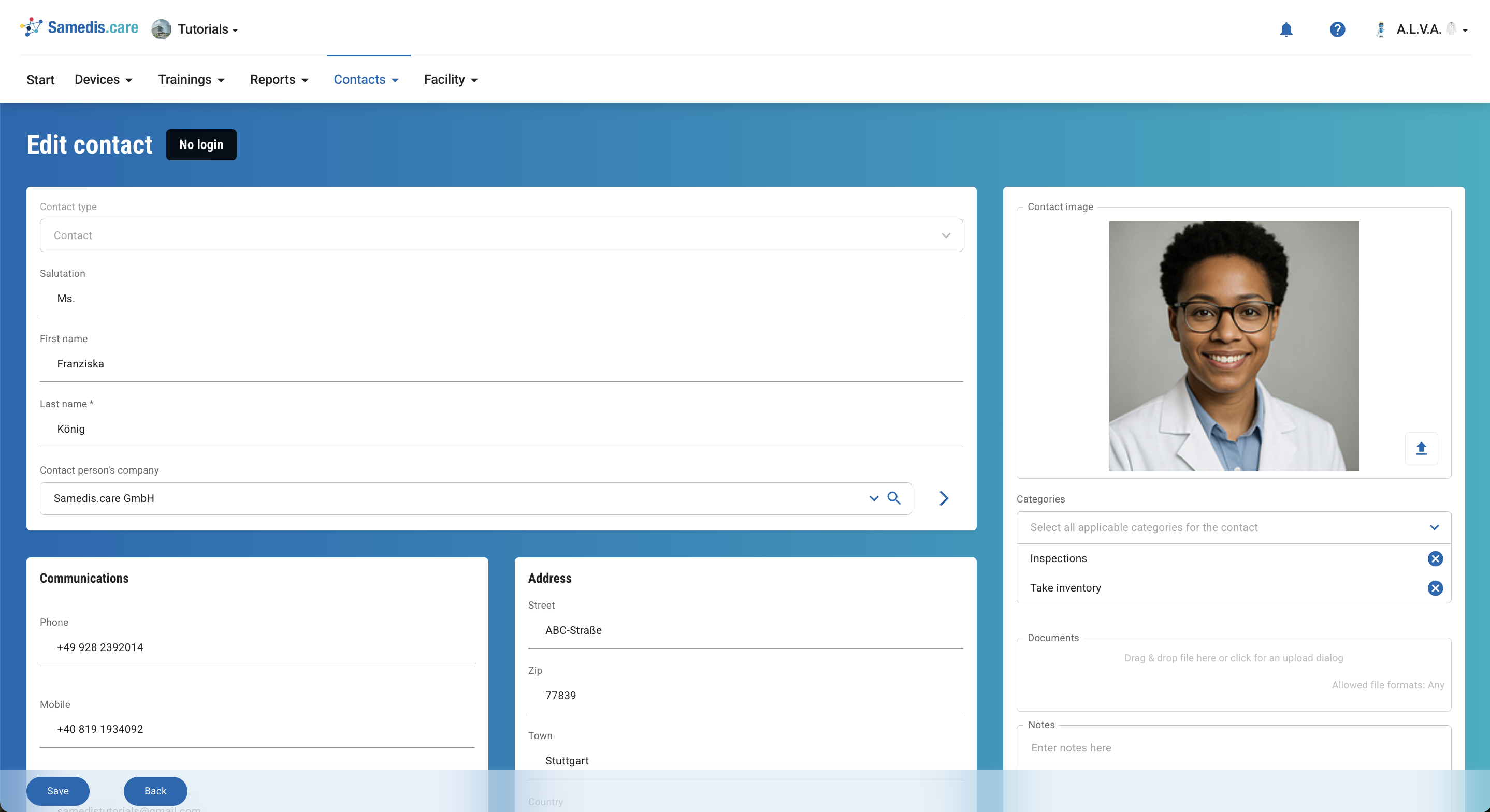 Create new contact
