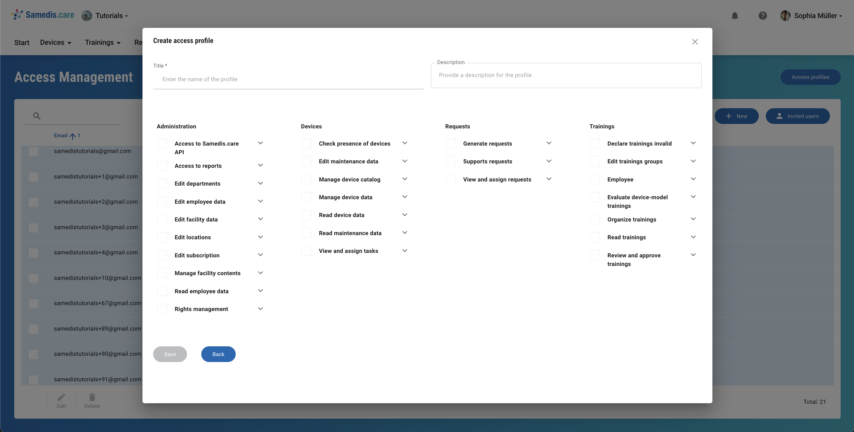 Create access profile