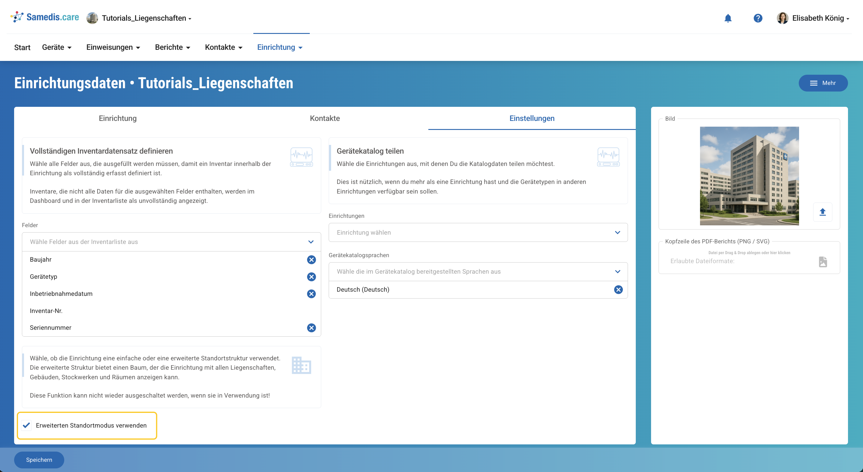 Erweiterten Standortmodus verwenden