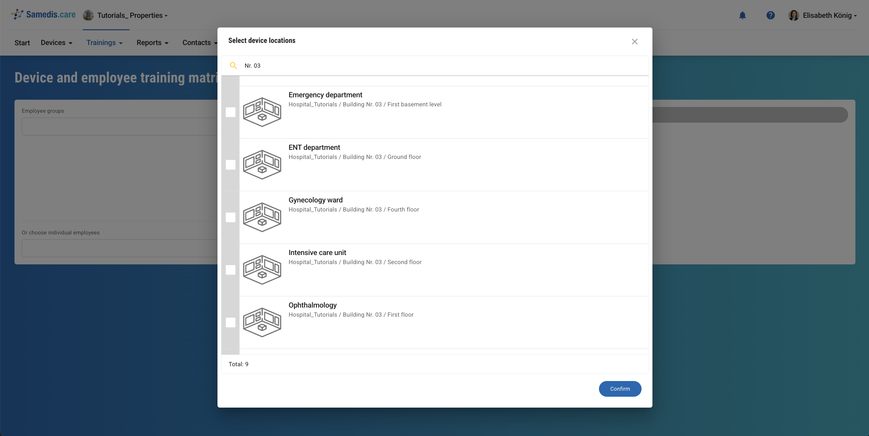 Selecting device locations