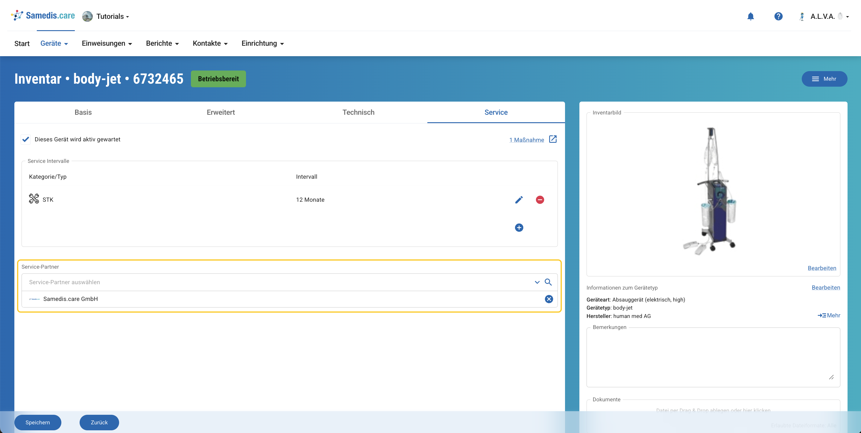 Service-Partner Gerät zuordnen