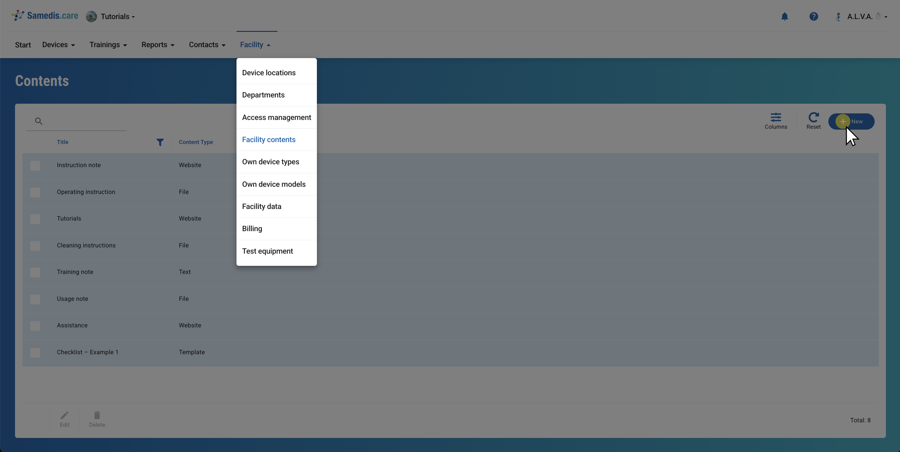 Содержимое организации