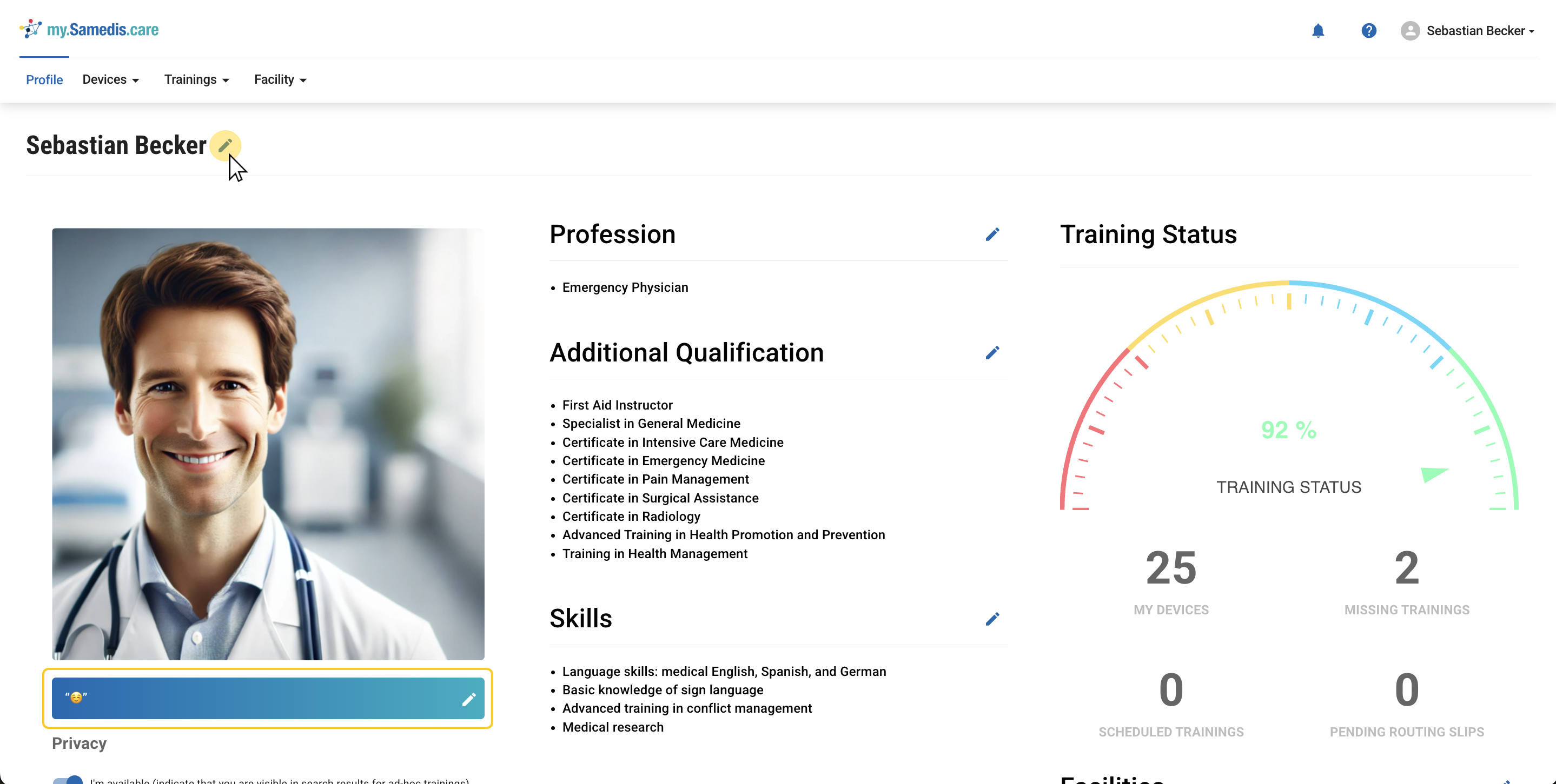 Edit profile