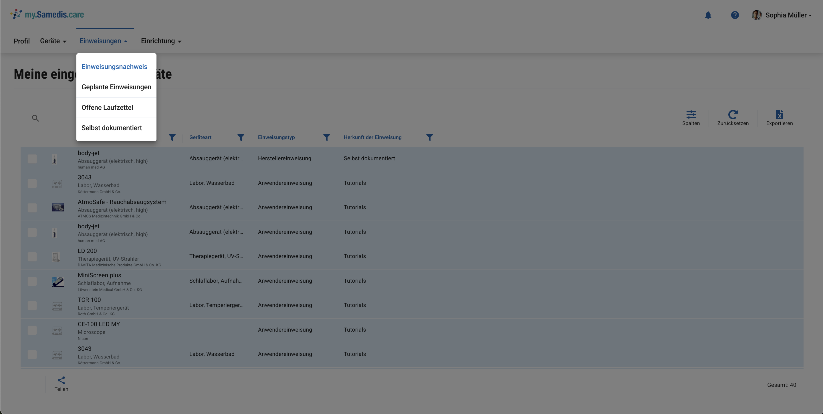 Einweisungsnachweis