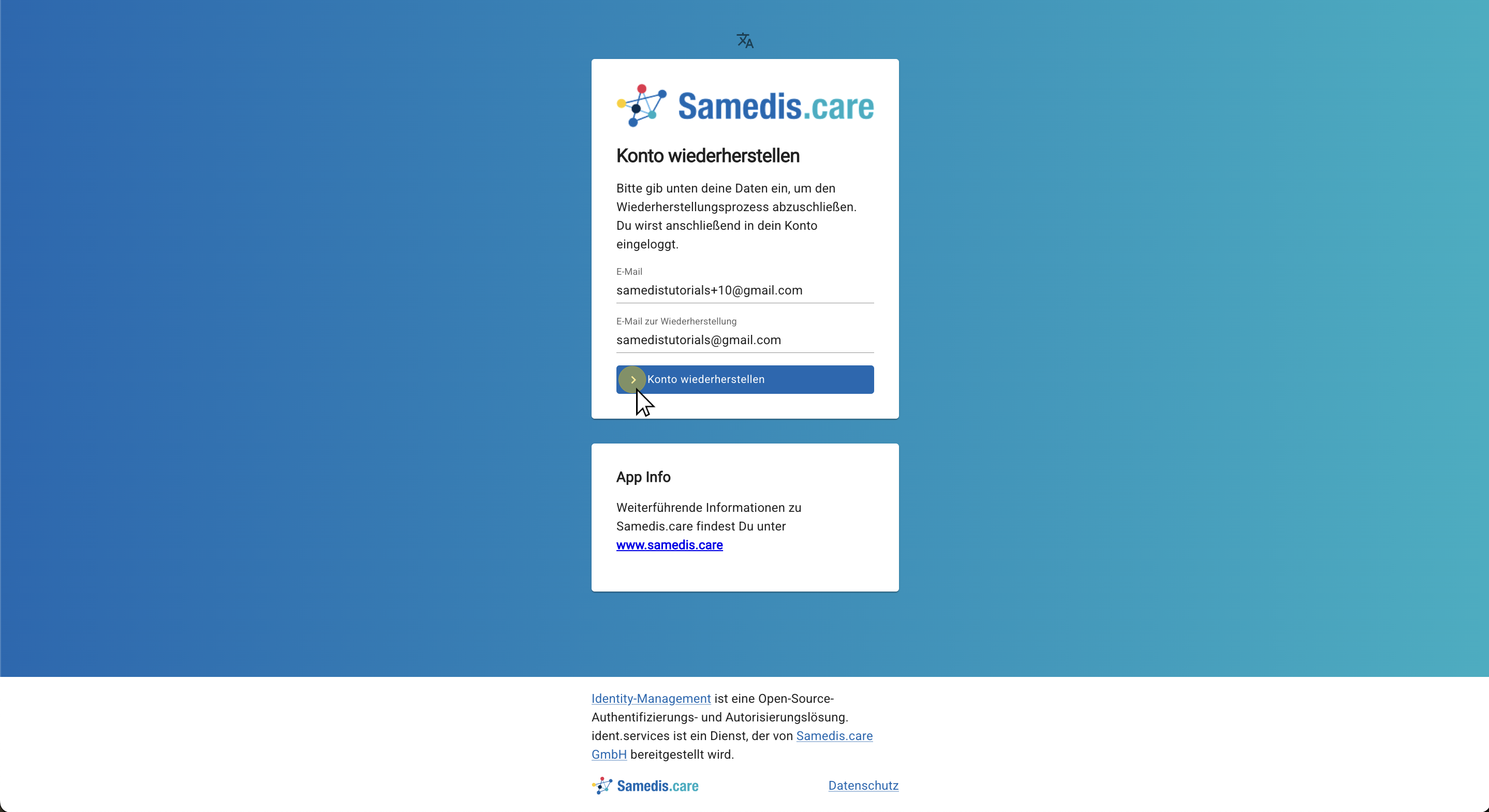 E-Mail Adresse eintragen