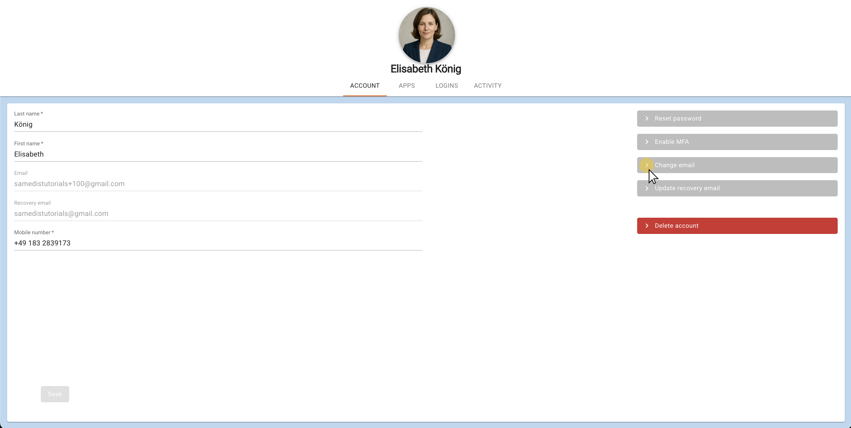 Change email