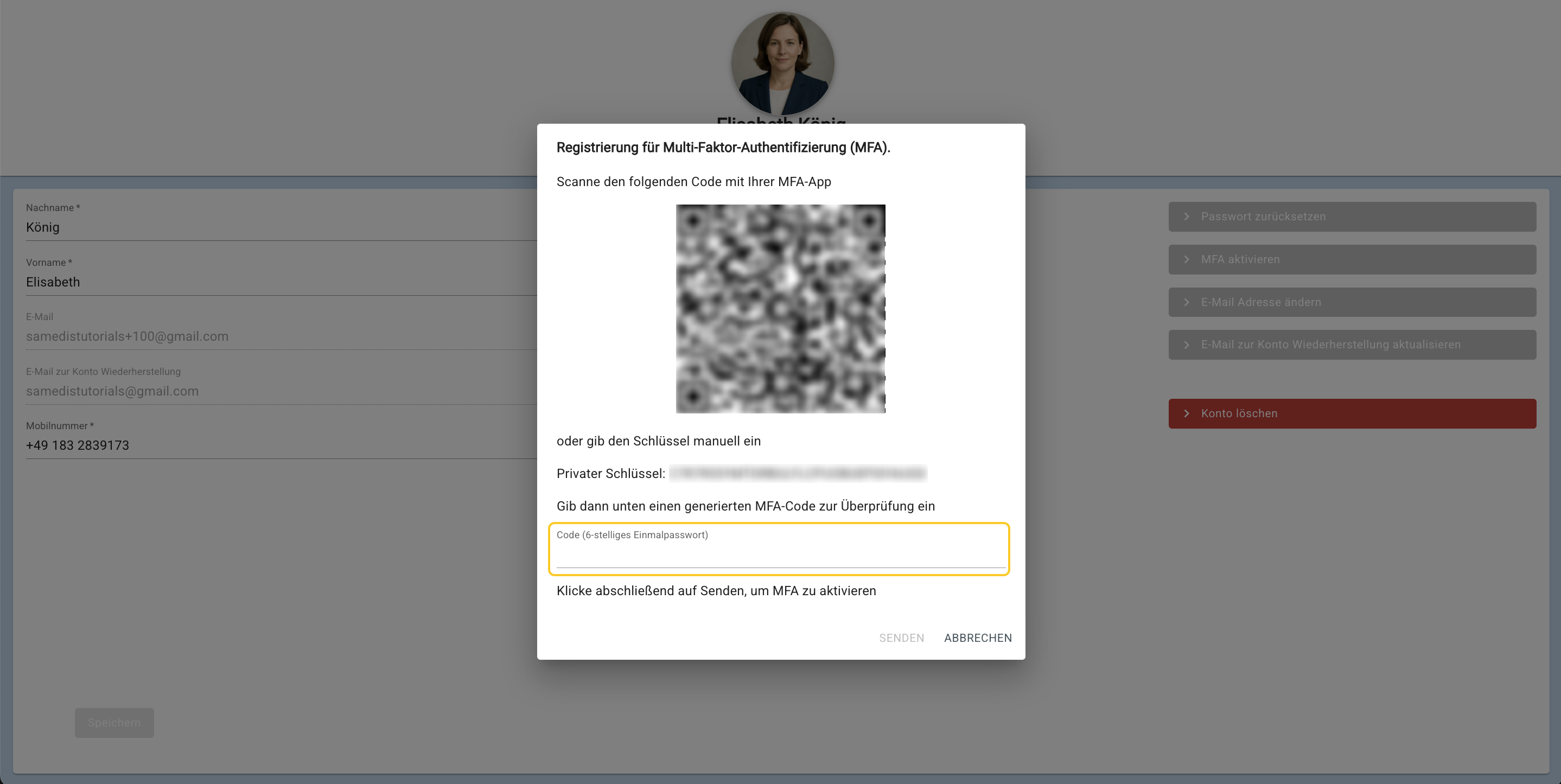 Code eingeben