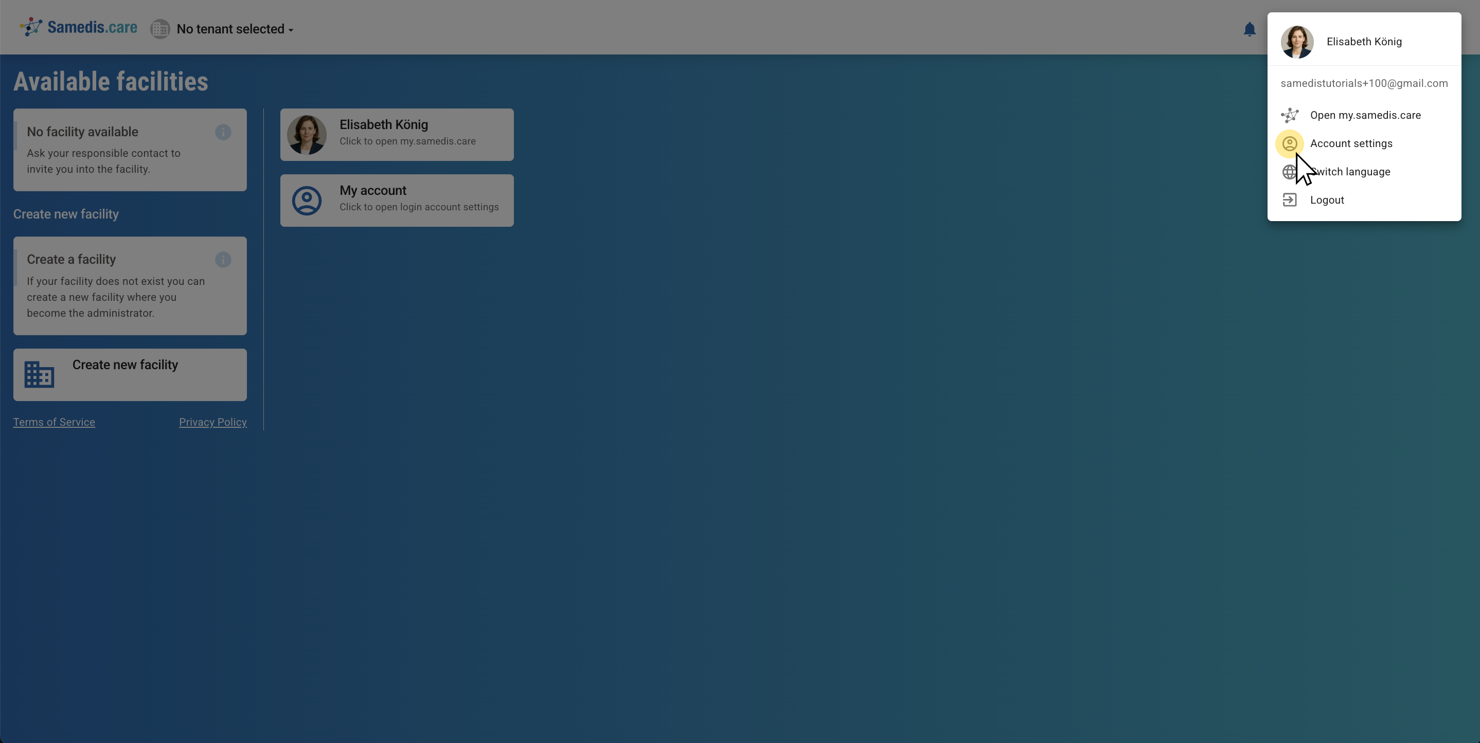 Account settings